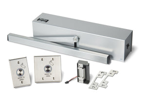 Norton 5610 Series Surface Low Energy Door Operator Hands-Free Kit with HES Strikes for Cylindrical Locks - Aluminum Painted - HardwareCapitol