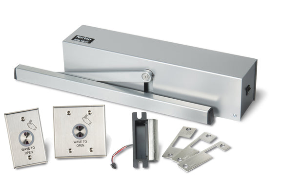 Norton 5610 Series Surface Low Energy Door Operator Hands-Free Kit with HES Strikes for Mortise Locks - Aluminum Painted - HardwareCapitol