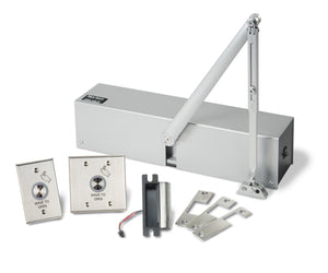 Norton 5630 Series Surface Low Energy Door Operator Hands-Free Kit with HES Strikes for Mortise Locks - Aluminum Painted - HardwareCapitol